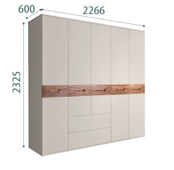 Шкаф 5-ти дверный с ящиками, Bogemia Wood Wo (Шелк/Золото) БМШ2/51(Wo)