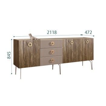 Комод 2.1м Bogemia Woodline Wood Fi (Мокка) (Lakobel/Золото) БМКМ-5