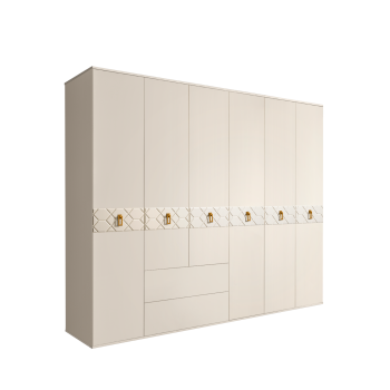 Шкаф 6-ти дверный с ящиками, Bogemia Farfalle (Слоновая кость/Золото) БМШ2/61(Fa)