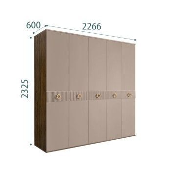 Шкаф 5-ти дв. Bogemia Woodline Fi (Мокка/Золото) БМШ2/5(Fi)