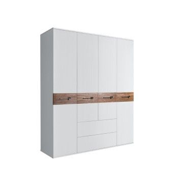 Шкаф 4-х дверный с ящиками, Bogemia Wood Wo (Белый/Хром) БМШ2/41(Wo)