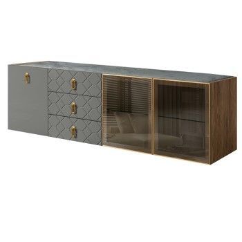 Комод 2.1м Bogemia Woodline Fly Fa (Серый) (Novabuk/Золото) БМКМ-5[5][10]