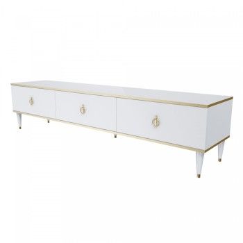 Тумба под телевизор 3 ящика Римини (Белый/Золото) РМТ-4