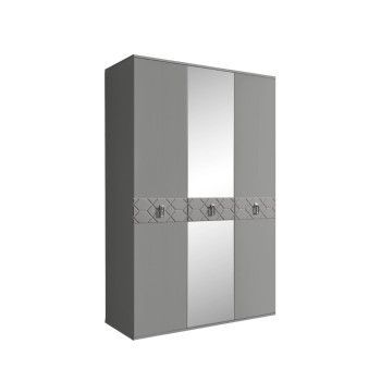 Шкаф 3-х дверный с зеркалом Bogemia Farfalle (Серый/Хром) БМШ1/3(Fa)