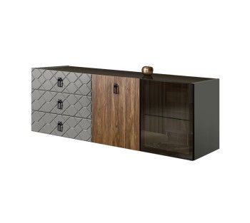 Комод 1.6м Bogemia Fly Wood Fa (Серый) (Lakobel/Черный) БМКМ-4[5][10]