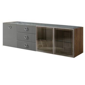 Комод 2.1м Bogemia Woodline Fly Fi (Серый) (Novabuk/Хром) БМКМ-5[5][10]