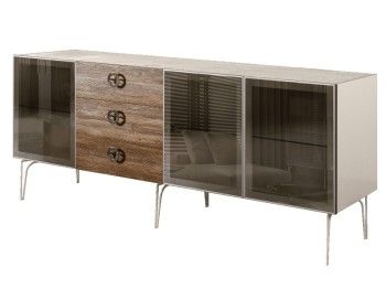 Комод 2.1м Bogemia Wood Fi (Слоновая кость) (Novabuk/Хром) БМКМ-5(Wo)[5]