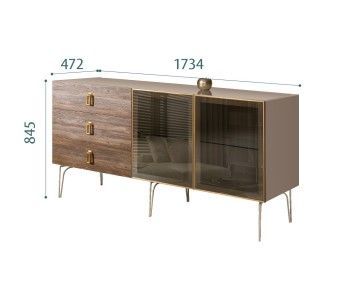 Комод 1.6м Bogemia Wood Fa (Мокка) (Lakobel/Золото) БМКМ-4(Wo)[5]