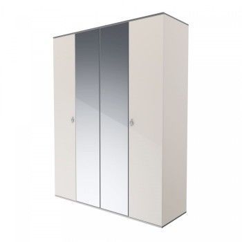 Шкаф 4-х дверный с зеркалом Римини (Слоновая кость/Серебро) РМШ1/4