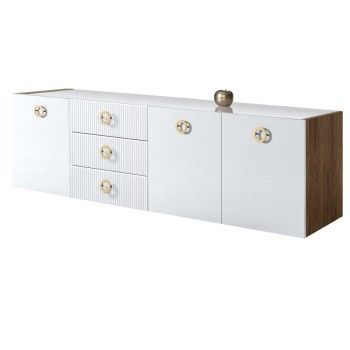 Комод 2.1м Bogemia Woodline Fly Fi (Белый) (Lakobel/Золото) БМКМ-5