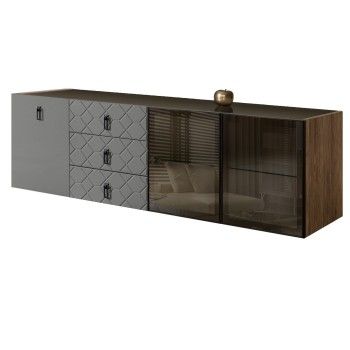 Комод 2.1м Bogemia Woodline Fly Fa (Серый) (Lakobel/Черный) БМКМ-5[5][10]