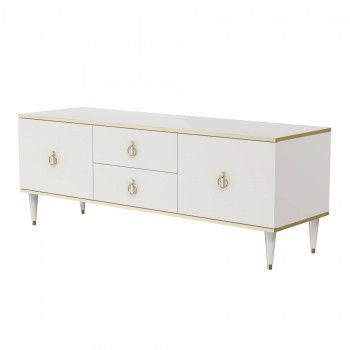 Тумба под телевизор Римини (Белый/Золото) РМТ-3