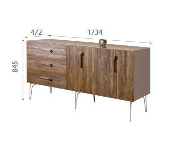 Комод 1.6м Bogemia Wood Wo (Мокка) (Lakobel/Хром) БМКМ-4(Wo)