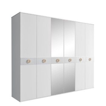Шкаф 6-ти дв. с зеркалами Bogemia Fillini (Белый/Золото) БМШ1/6(Fi)
