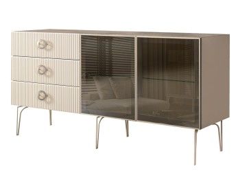 Комод 1.6м Bogemia Fillini (Слоновая кость) (Novabuk/Хром) БМКМ-4(Fi)[5]