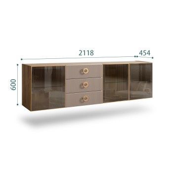 Комод 2.1м Bogemia Woodline Fly Fi (Мокка) (Novabuk/Золото) БМКМ-5[5]