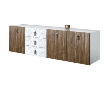 Комод 2.1м Bogemia Fly Wood Fa (Белый) (Lakobel/Хром) БМКМ-5