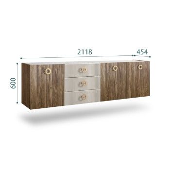 Комод 2.1м Bogemia Woodline Fly Wood Fi (Шелк) (Novabuk/Золото) БМКМ-5