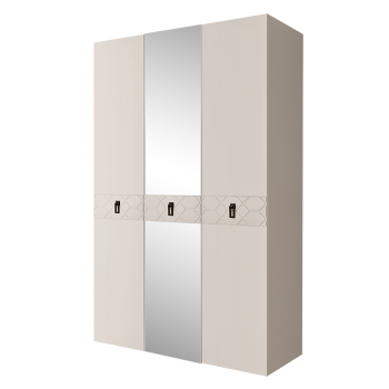 Шкаф 3-х дверный с зеркалом Bogemia Farfalle (Слоновая кость/Черный) БМШ1/3(Fa)