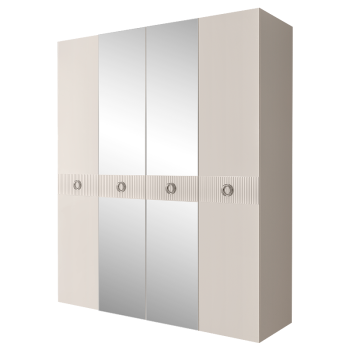 Шкаф 4-х дв. с зеркалами Bogemia Fillini (Слоновая кость/Хром) БМШ1/4(Fi)