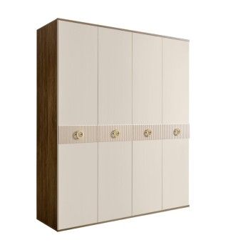 Шкаф 4-х дверный Bogemia Woodline Fi (Слоновая кость/Золото) БМШ2/4