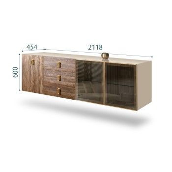 Комод 2.1м Bogemia Fly Wood Fa (Ваниль) (Lakobel/Золото) БМКМ-5[5][10]