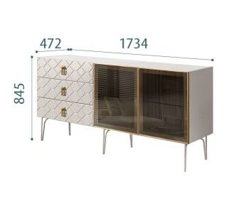 Комод 1.6м Bogemia Farfalle (Шелк) (Novabuk/Золото) БМКМ-4(Fa)[5]