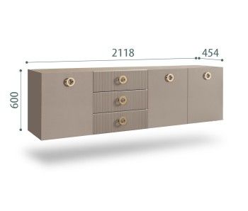 Комод 2.1м Bogemia Fly Fillini (Мокка) (Novabuk/Золото) БМКМ-5