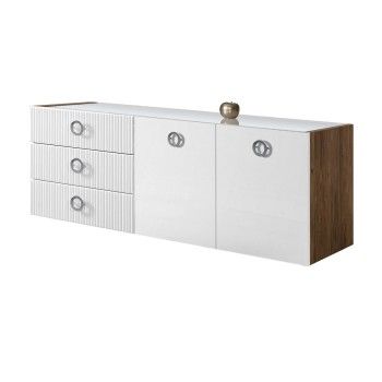 Комод 1.6м Bogemia Woodline Fly Fi (Белый) (Lakobel/Хром) БМКМ-4