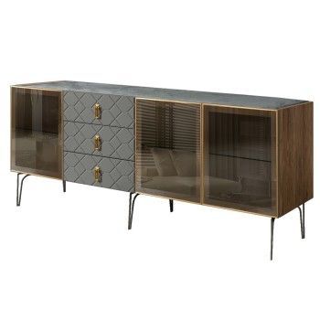 Комод 2.1м Bogemia Woodline Fa (Серый) (Novabuk/Золото) БМКМ-5[5]