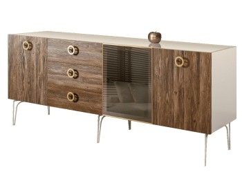 Комод 2.1м Bogemia Wood Fi (Слоновая кость) (Lakobel/Золото) БМКМ-5(Wo)[4]