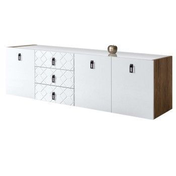 Комод 2.1м Bogemia Woodline Fly Fa (Белый) (Lakobel/Черный) БМКМ-5