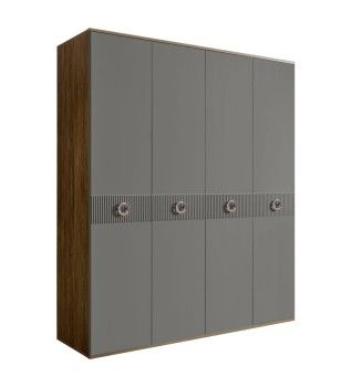 Шкаф 4-х дверный Bogemia Woodline Fi (Серый/Хром) БМШ2/4