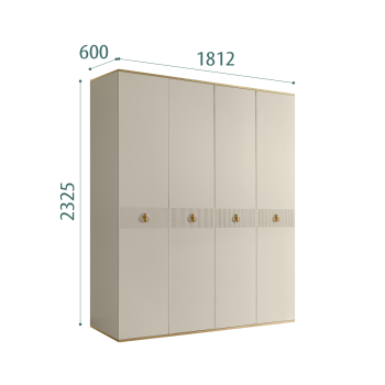 Шкаф 4-х дверный Римини СОЛО (Ваниль/Золото) РМШ2/4(s)