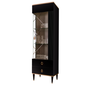 Витрина 1-ств. Римини СОЛО (Черный/Золото) (Правая) РМВ1-1С(s)