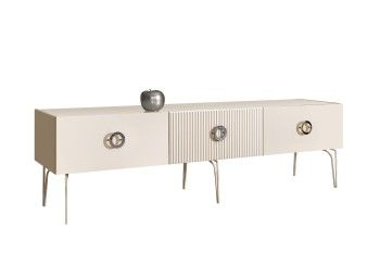 Тумба под телевизор 1.6м Bogemia Fillini (Слоновая кость) (Lakobel/Хром) БМТ-1(Fi)[10]