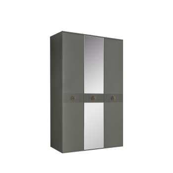 Шкаф 3-х дверный с зеркалом Римини СОЛО (Серый/Золото) РМШ1/3(s)
