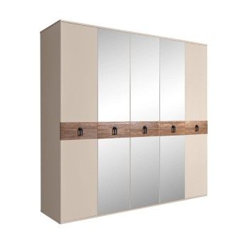 Шкаф 5-ти дв. с зеркалами Bogemia Wood Fa (Ваниль/Черный) БМШ1/5(Wo)