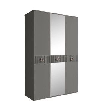Шкаф 3-х дверный с зеркалом Bogemia Fillini (Серый/Хром) БМШ1/3(Fi)
