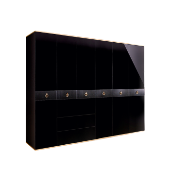 Шкаф 6-ти дверный с ящиками Римини СОЛО (Черный/Золото) РМШ2/61(s)