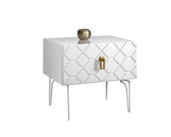 Тумба прикроватная Bogemia Farfalle (Белый) (Lakobel/Золото) БМТП-1(Fa)