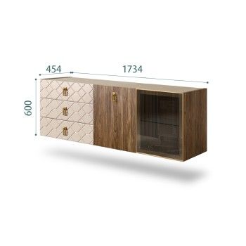 Комод 1.6м Bogemia Woodline Fly Wood Fa (Ваниль) (Novabuk/Золото) БМКМ-4[5][10]