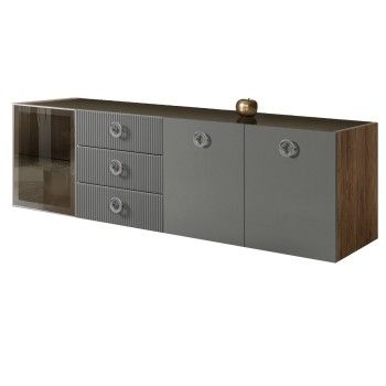 Комод 2.1м Bogemia Woodline Fly Fi (Серый) (Lakobel/Хром) БМКМ-5[4]