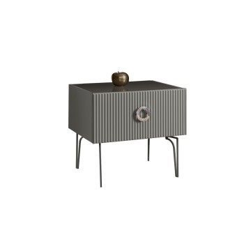 Тумба прикроватная Bogemia Fillini (Серый) (Lakobel/Хром) БМТП-1(Fi)