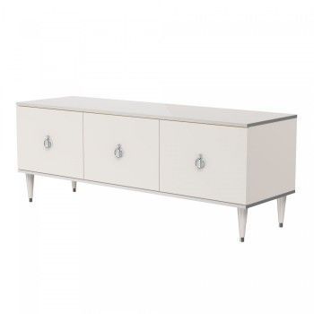 Тумба под телевизор (3 двери) Римини (Слоновая кость/Серебро) РМТ-2