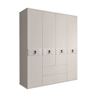 Шкаф 4-х дверный с ящиками, Bogemia Farfalle (Шелк/Черный) БМШ2/41(Fa)