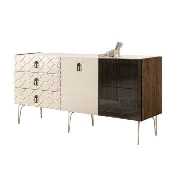 Комод 1.6м Bogemia Woodline Fa (Слоновая кость) (Lakobel/Черный) БМКМ-4[5][10]