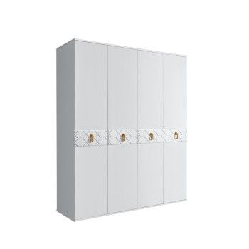 Шкаф 4-х дв. Bogemia Farfalle (Белый/Золото) БМШ2/4(Fa)