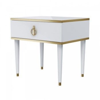 Тумба прикроватная Римини (Белый/Золото) РМТП-1