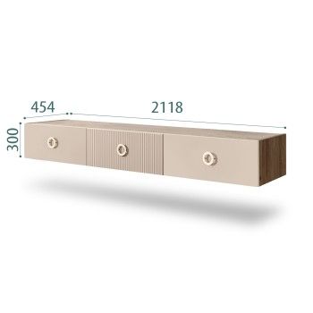 Тумба телевизионная 2.1м Bogemia Woodline Fly Fi (Ваниль) (Novabuk/Золото) БМТ-2[10]